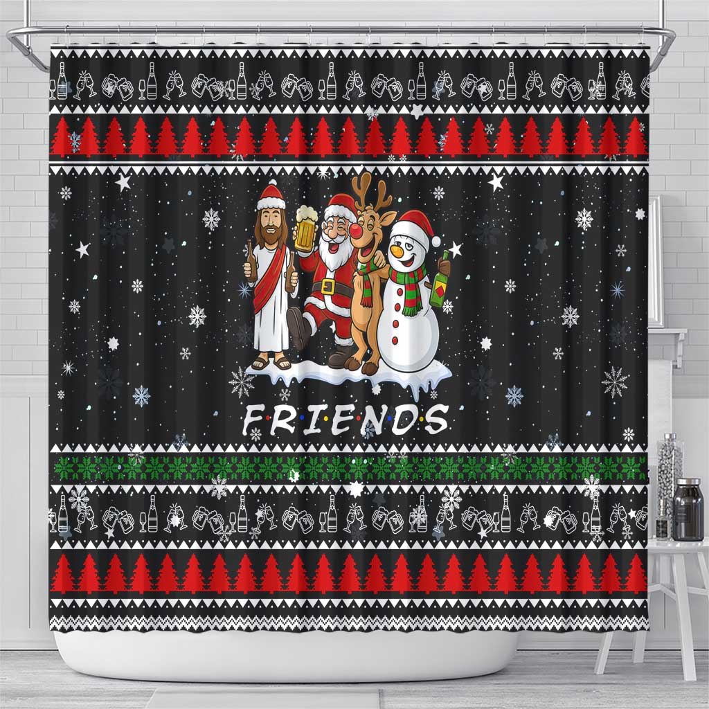 Santa Claus Jesus Friend of Christmas Shower Curtain Xmas Holiday Patterns - Wonder Print Shop