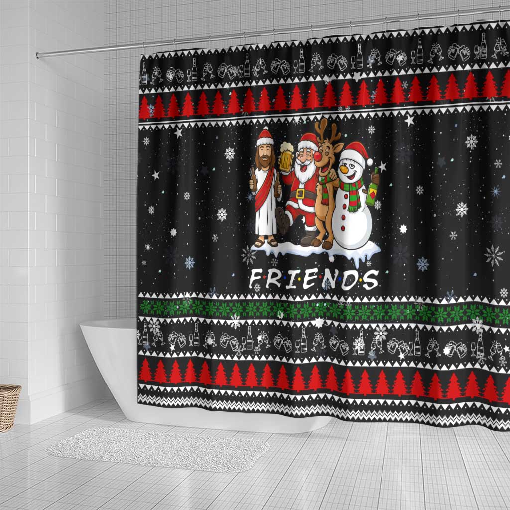 Santa Claus Jesus Friend of Christmas Shower Curtain Xmas Holiday Patterns - Wonder Print Shop