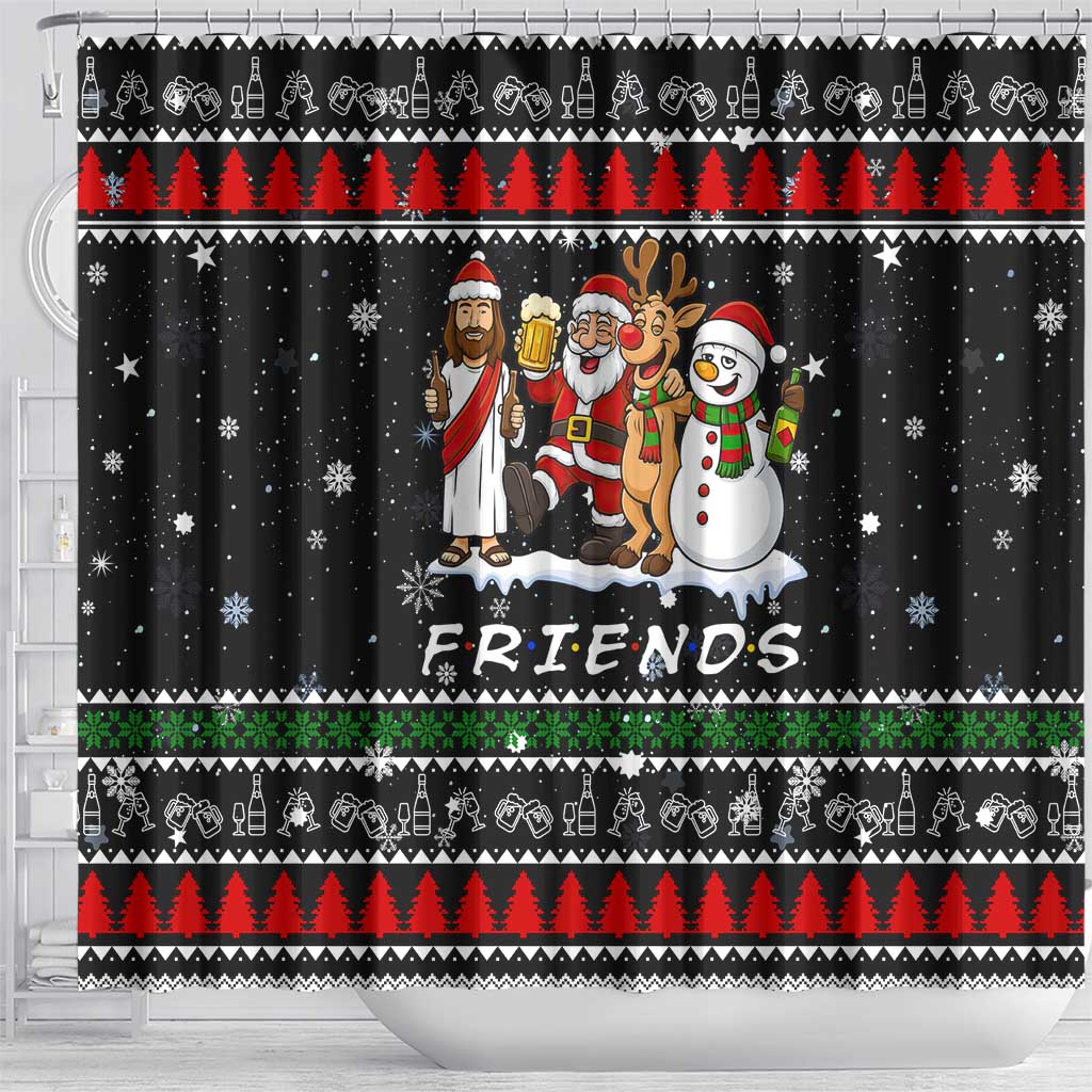 Santa Claus Jesus Friend of Christmas Shower Curtain Xmas Holiday Patterns - Wonder Print Shop