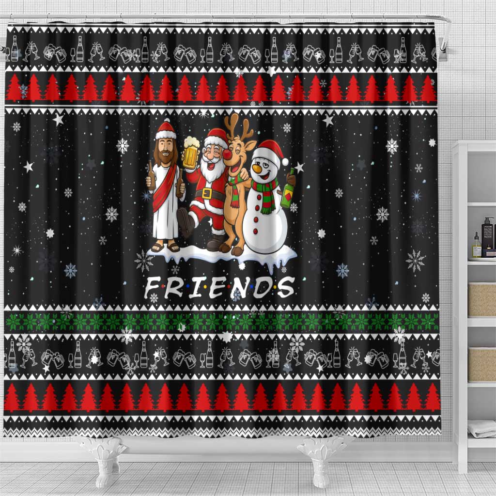 Santa Claus Jesus Friend of Christmas Shower Curtain Xmas Holiday Patterns - Wonder Print Shop
