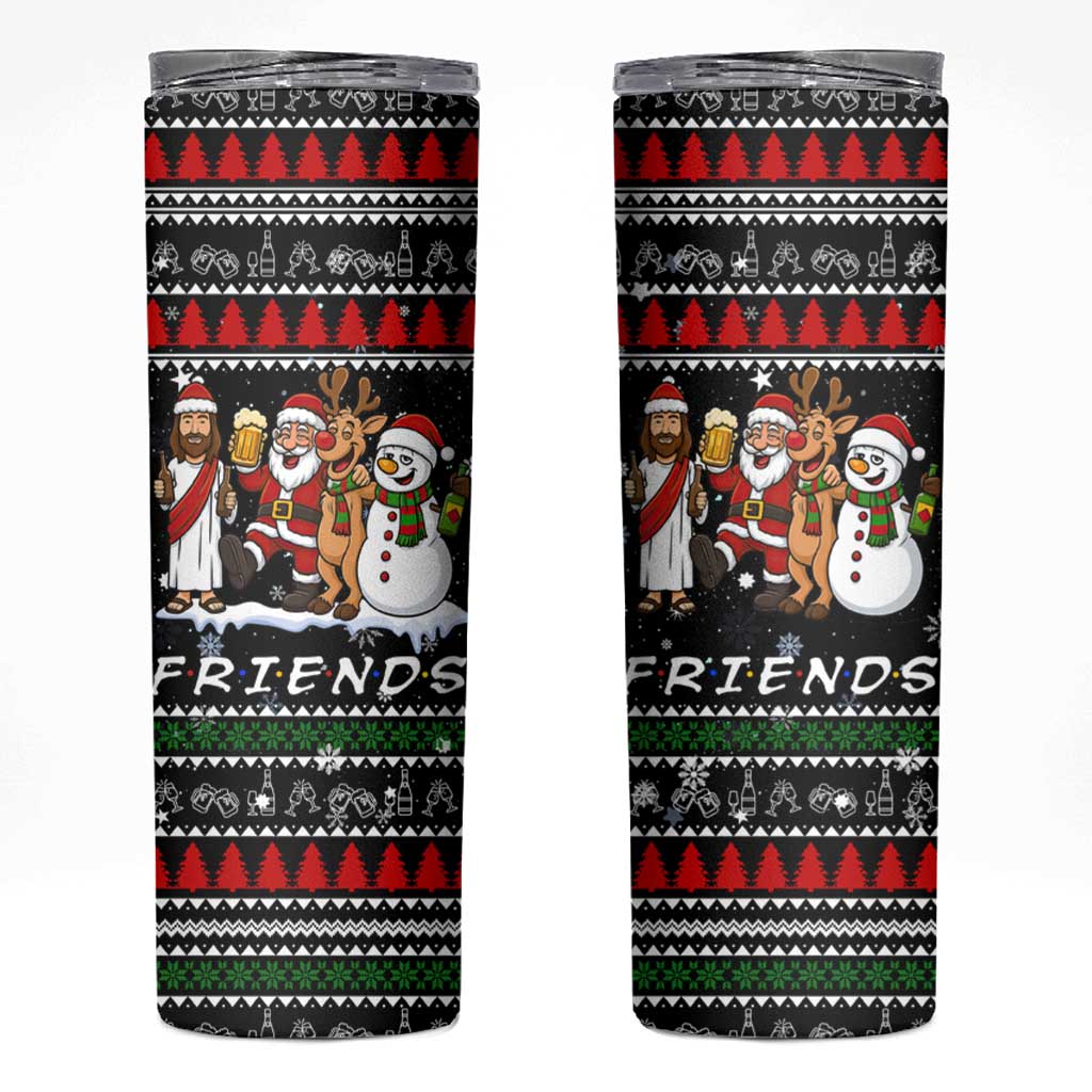 Santa Claus Jesus Friend of Christmas Skinny Tumbler Xmas Holiday Patterns - Wonder Print Shop