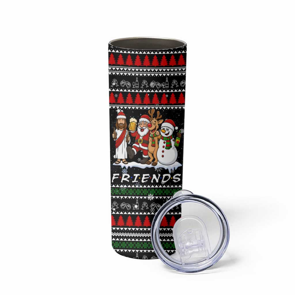 Santa Claus Jesus Friend of Christmas Skinny Tumbler Xmas Holiday Patterns - Wonder Print Shop