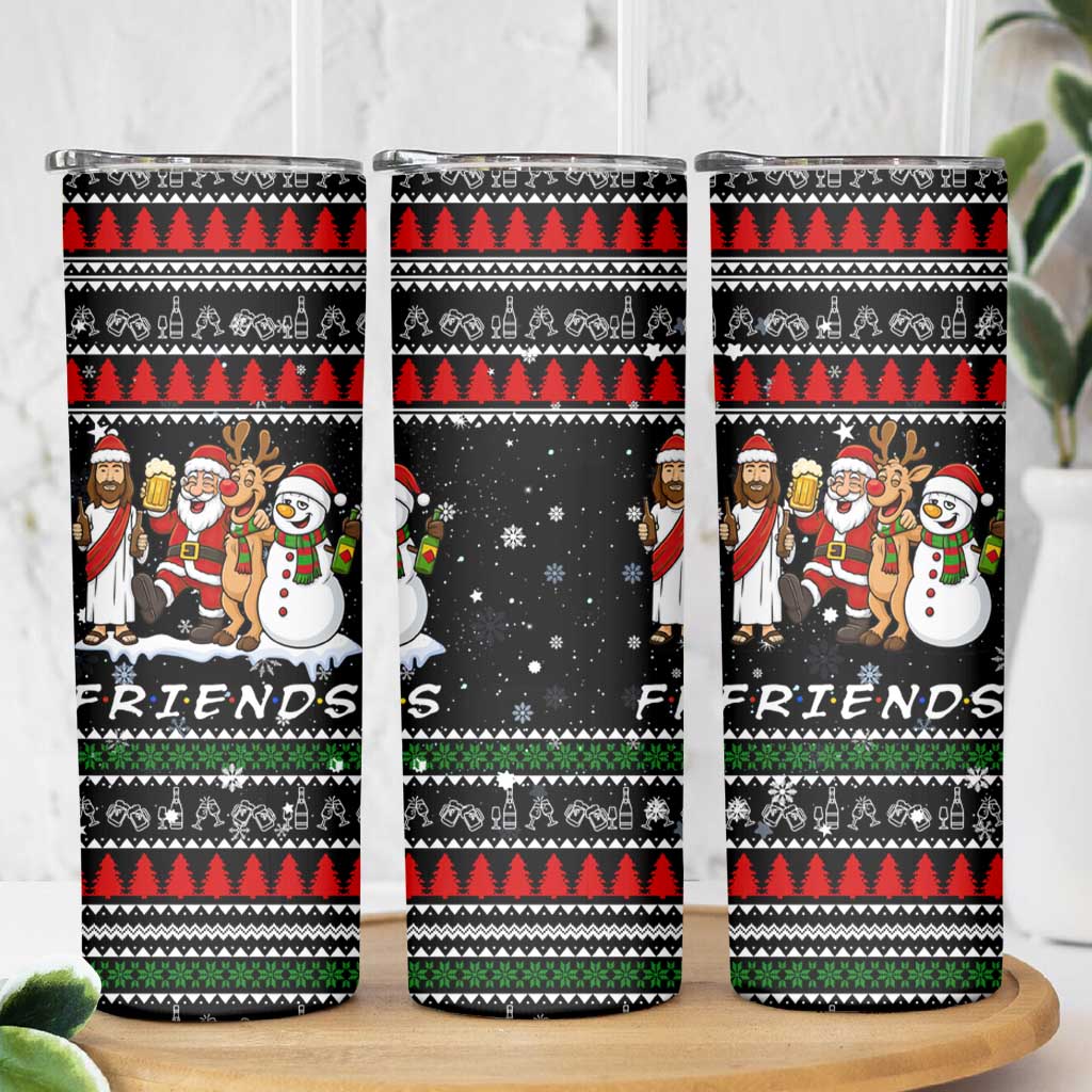Santa Claus Jesus Friend of Christmas Skinny Tumbler Xmas Holiday Patterns - Wonder Print Shop