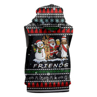 Santa Claus Jesus Friend of Christmas Sleeveless Hoodie Xmas Holiday Patterns - Wonder Print Shop