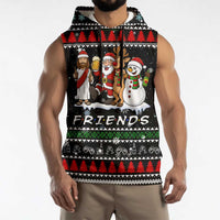 Santa Claus Jesus Friend of Christmas Sleeveless Hoodie Xmas Holiday Patterns - Wonder Print Shop