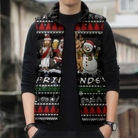 Santa Claus Jesus Friend of Christmas Sleeveless Puffer Jacket Xmas Holiday Patterns - Wonder Print Shop