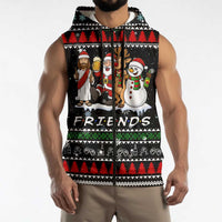 Santa Claus Jesus Friend of Christmas Sleeveless Zip Hoodie Xmas Holiday Patterns - Wonder Print Shop