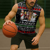 Santa Claus Jesus Friend of Christmas Sleeveless Zip Hoodie Xmas Holiday Patterns - Wonder Print Shop