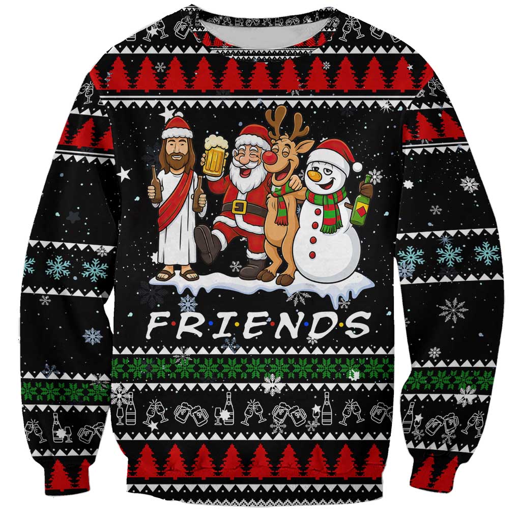 Santa Claus Jesus Friend of Christmas Sweatshirt Xmas Holiday Patterns - Wonder Print Shop