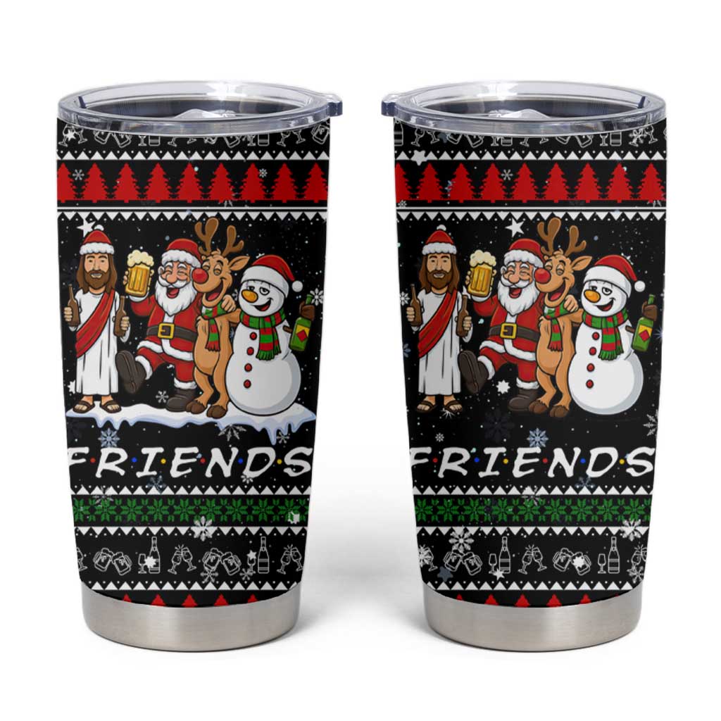 Santa Claus Jesus Friend of Christmas Tumbler Cup Xmas Holiday Patterns - Wonder Print Shop