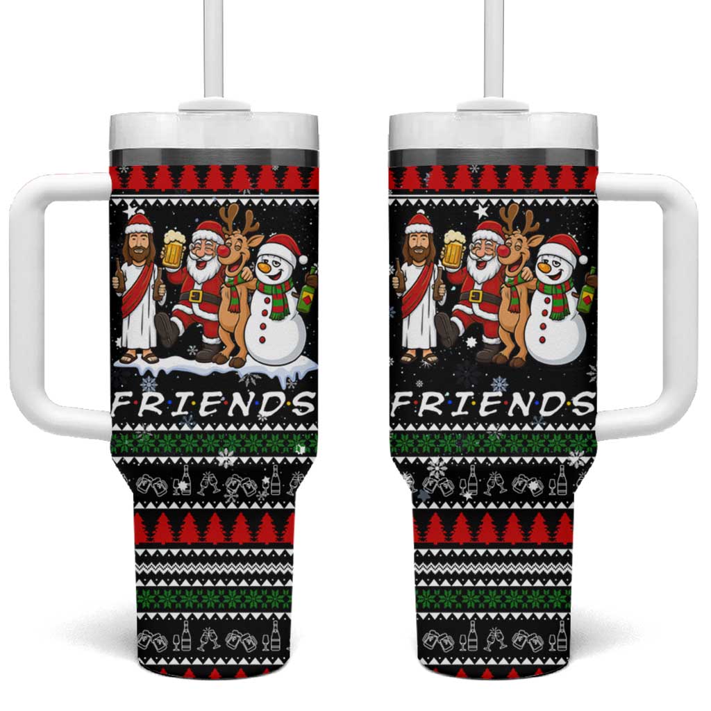Santa Claus Jesus Friend of Christmas Tumbler With Handle Xmas Holiday Patterns - Wonder Print Shop