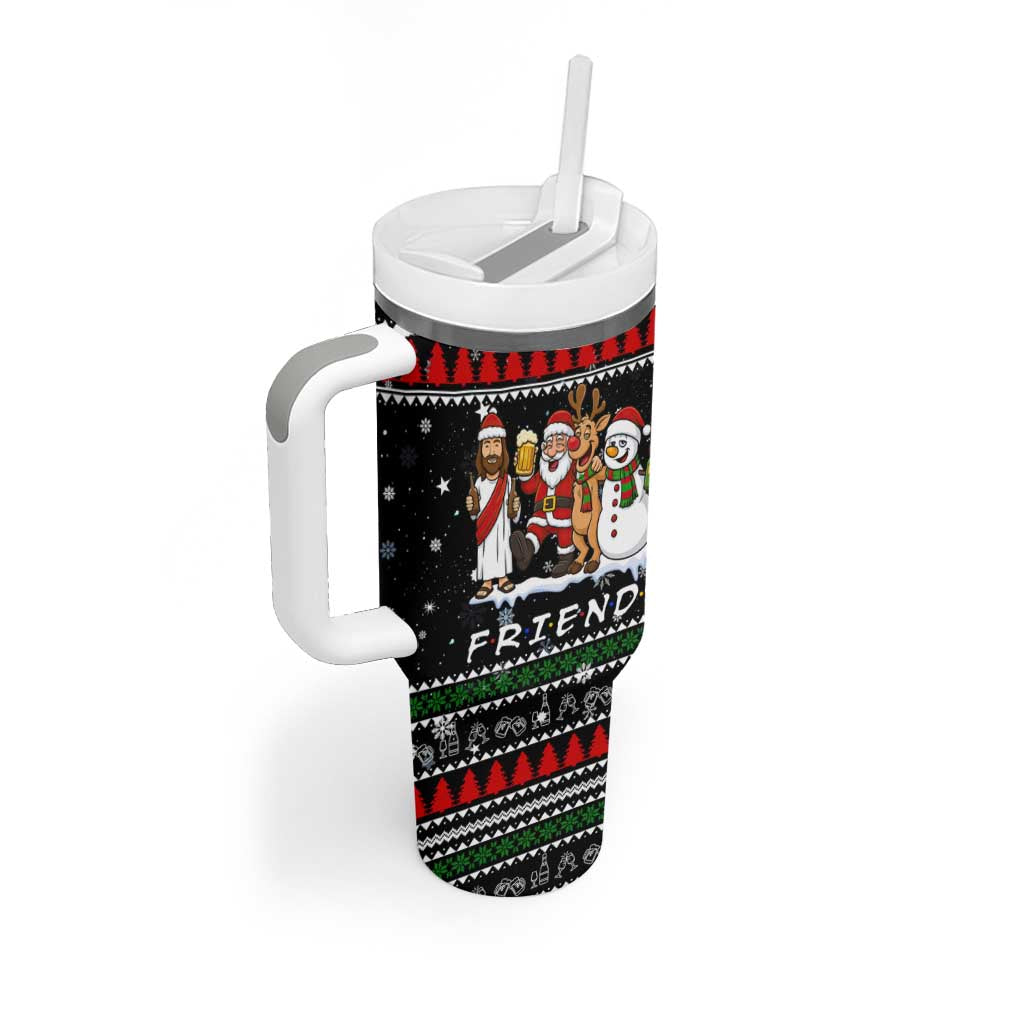 Santa Claus Jesus Friend of Christmas Tumbler With Handle Xmas Holiday Patterns - Wonder Print Shop