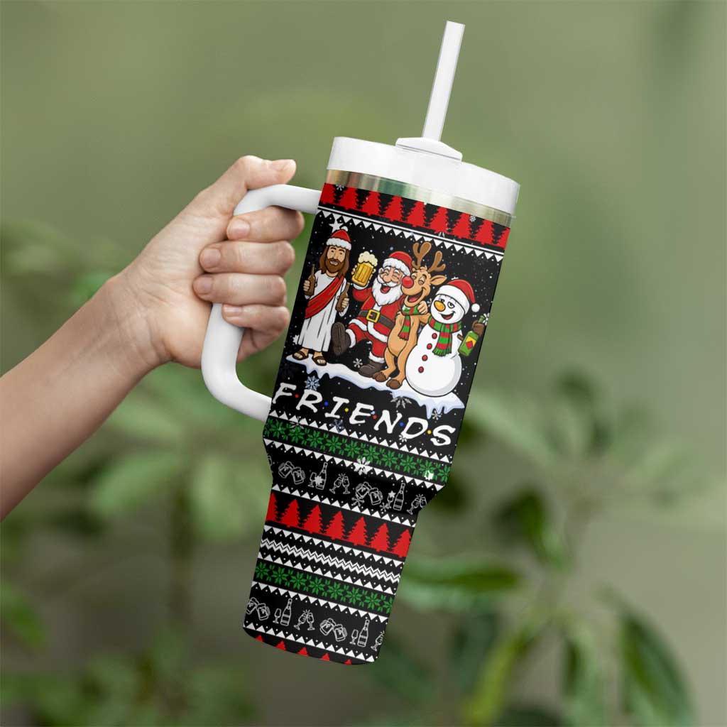 Santa Claus Jesus Friend of Christmas Tumbler With Handle Xmas Holiday Patterns - Wonder Print Shop