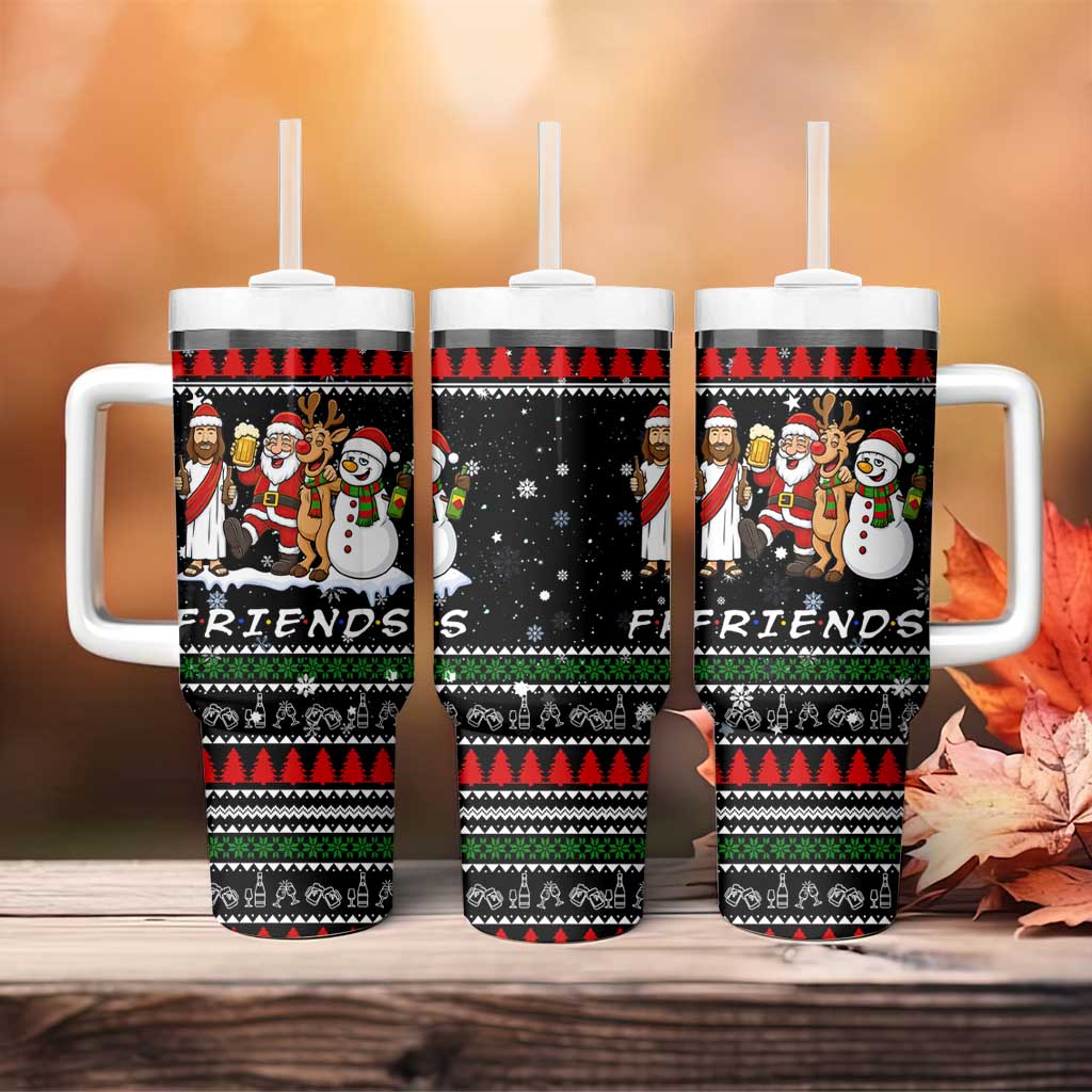 Santa Claus Jesus Friend of Christmas Tumbler With Handle Xmas Holiday Patterns - Wonder Print Shop