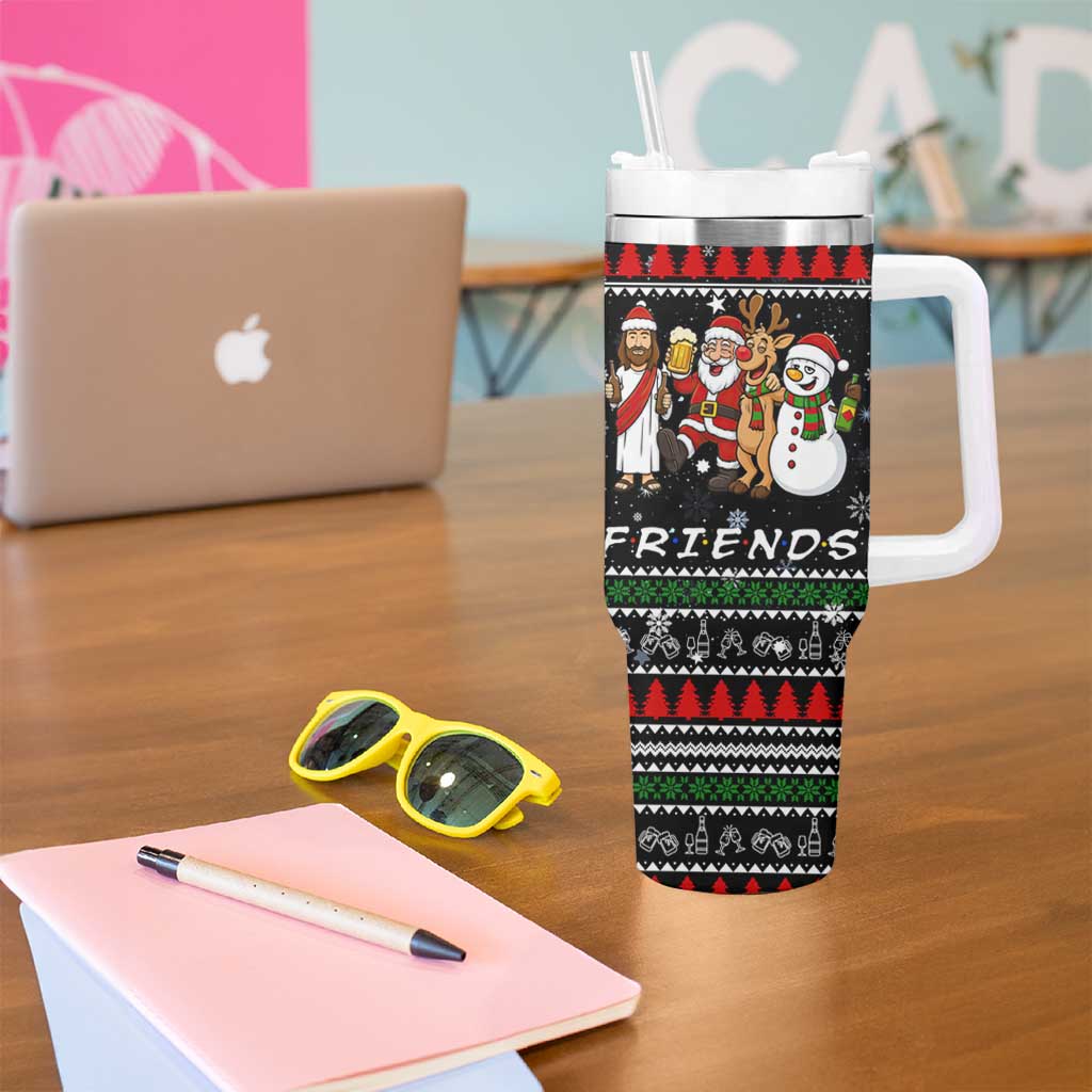Santa Claus Jesus Friend of Christmas Tumbler With Handle Xmas Holiday Patterns - Wonder Print Shop