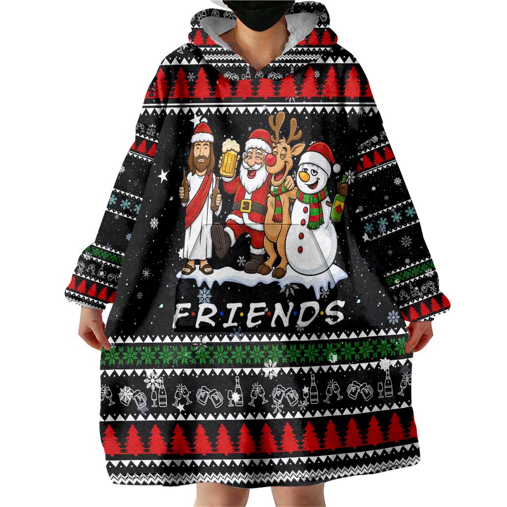 Santa Claus Jesus Friend of Christmas Wearable Blanket Hoodie Xmas Holiday Patterns - Wonder Print Shop