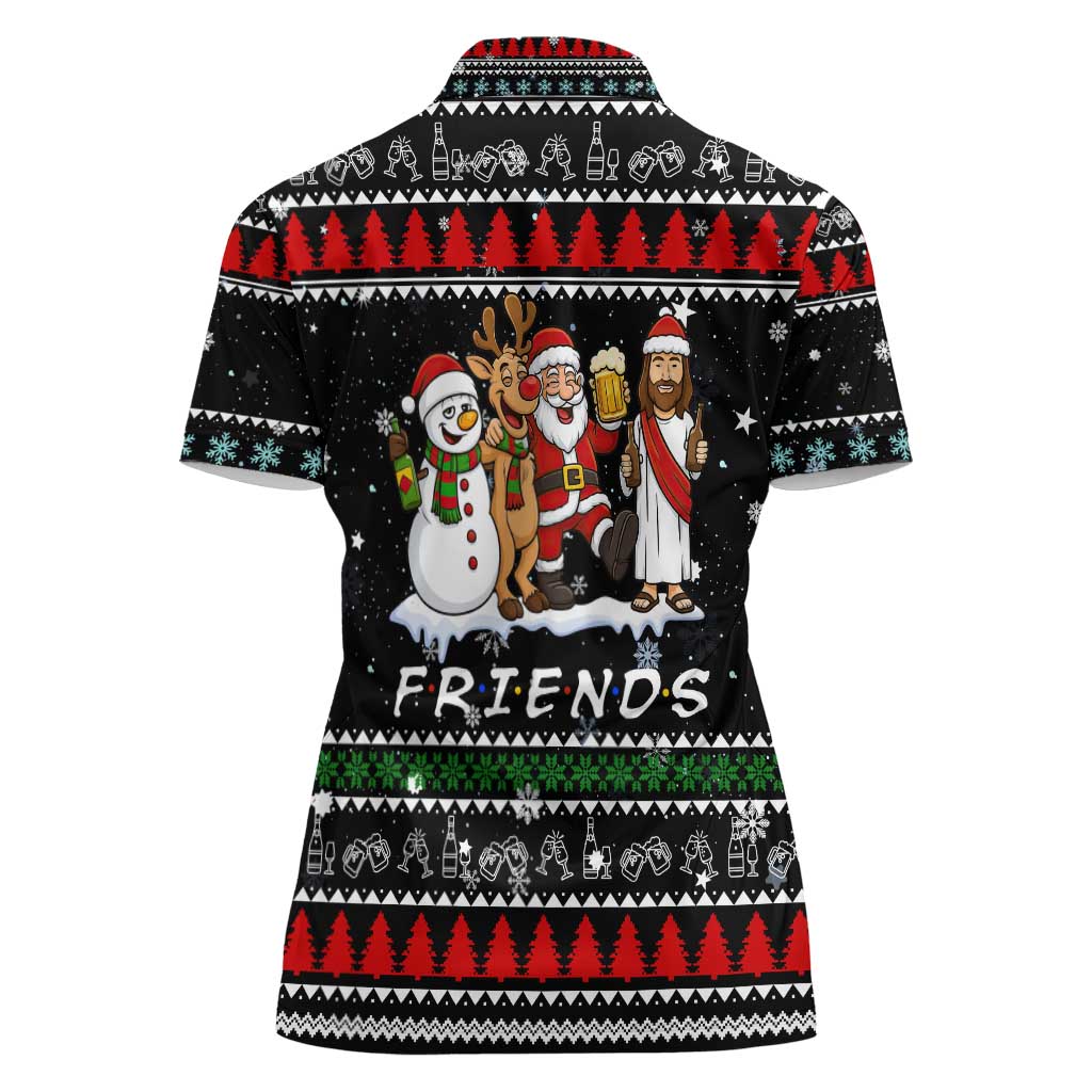 Santa Claus Jesus Friend of Christmas Women Polo Shirt Xmas Holiday Patterns - Wonder Print Shop