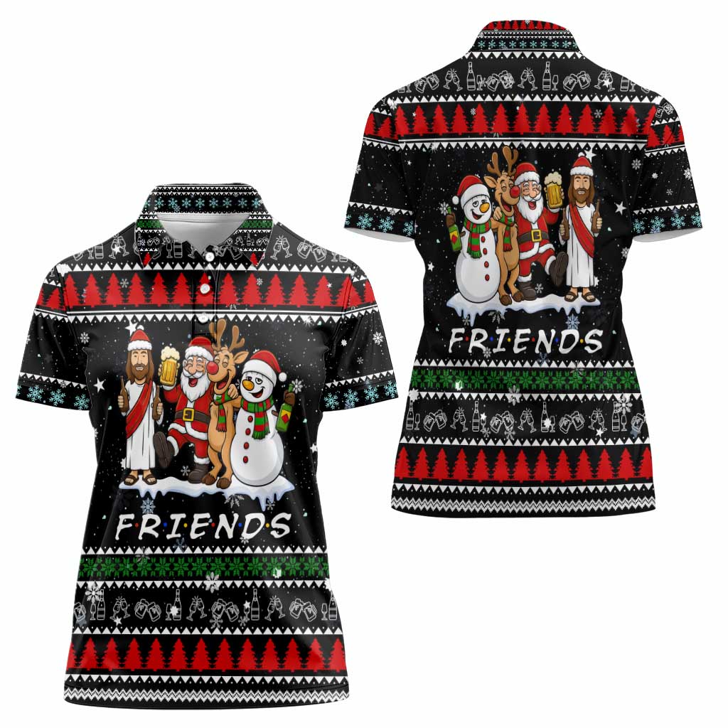 Santa Claus Jesus Friend of Christmas Women Polo Shirt Xmas Holiday Patterns - Wonder Print Shop