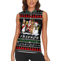 Santa Claus Jesus Friend of Christmas Women Sleeveless Polo Shirt Xmas Holiday Patterns - Wonder Print Shop