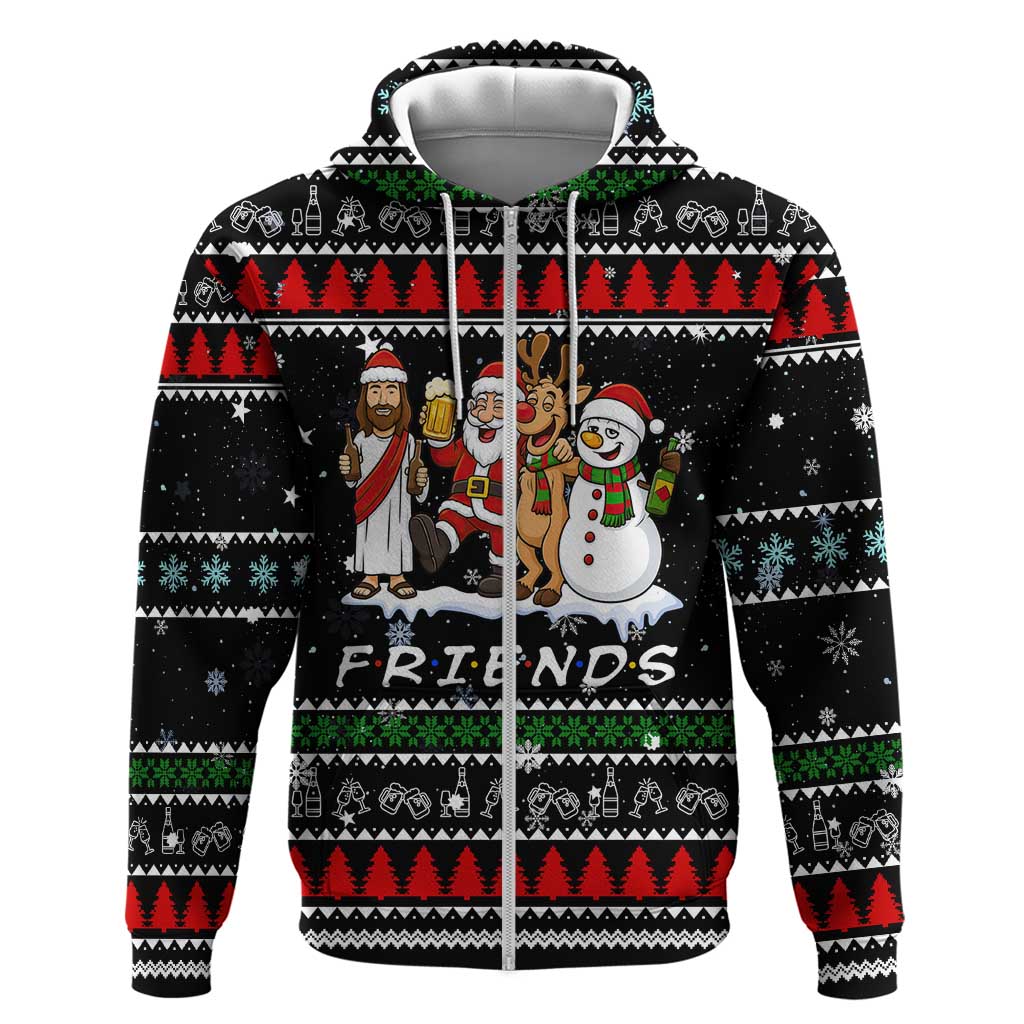 Santa Claus Jesus Friend of Christmas Zip Hoodie Xmas Holiday Patterns - Wonder Print Shop