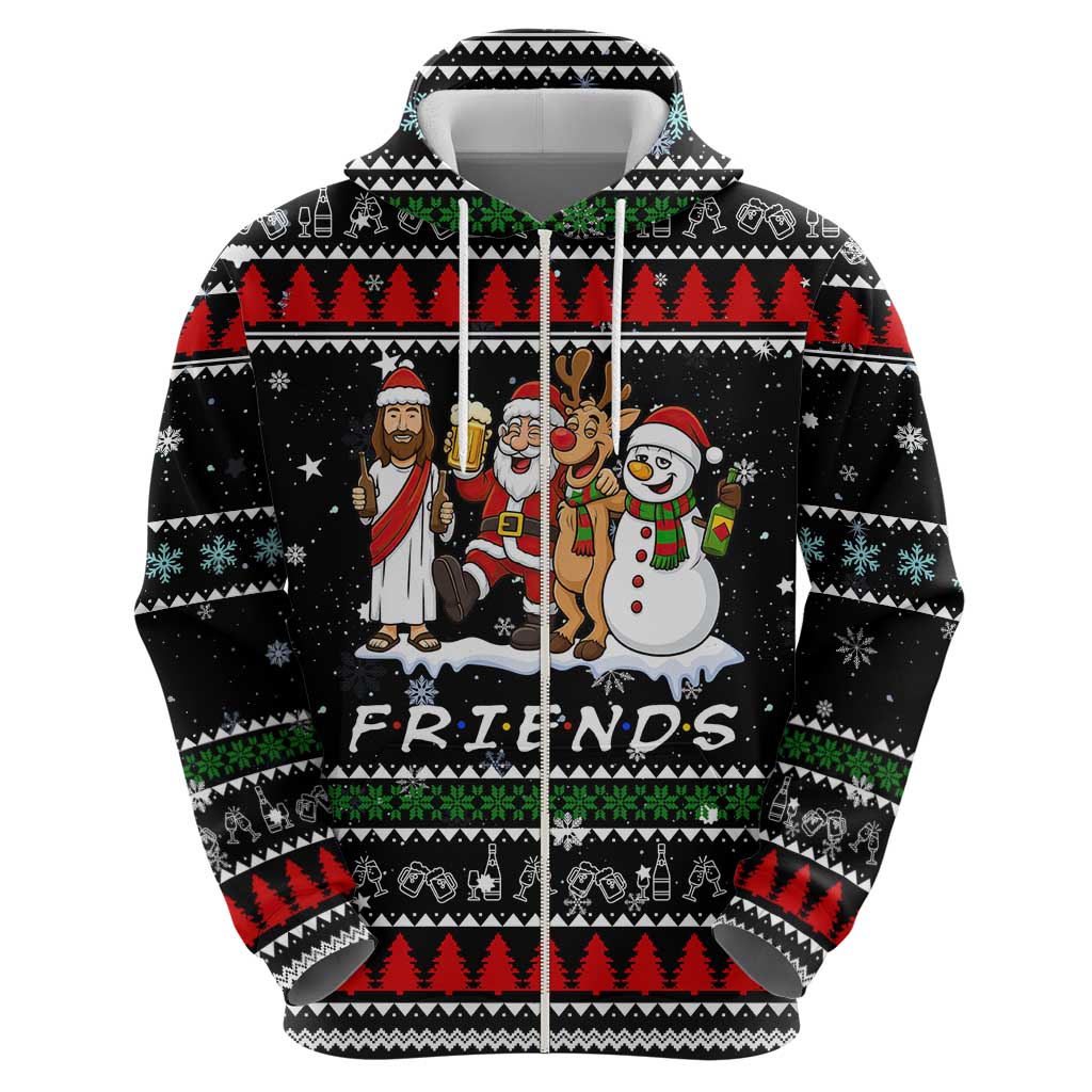 Santa Claus Jesus Friend of Christmas Zip Hoodie Xmas Holiday Patterns - Wonder Print Shop