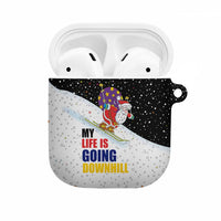 Santa Claus Ski My Life Is Going Downhill Christmas AirPods Case Xmas Holiday Patterns - Wonder Print Shop