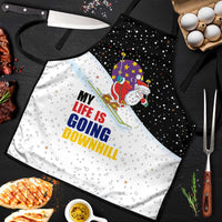 Santa Claus Ski My Life Is Going Downhill Christmas Apron Xmas Holiday Patterns - Wonder Print Shop