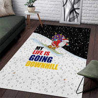 Santa Claus Ski My Life Is Going Downhill Christmas Area Rug Xmas Holiday Patterns - Wonder Print Shop