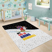 Santa Claus Ski My Life Is Going Downhill Christmas Area Rug Xmas Holiday Patterns - Wonder Print Shop