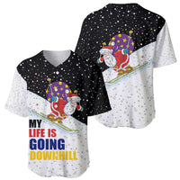 Santa Claus Ski My Life Is Going Downhill Christmas Baseball Jersey Xmas Holiday Patterns - Wonder Print Shop