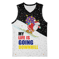 Santa Claus Ski My Life Is Going Downhill Christmas Basketball Jersey Xmas Holiday Patterns - Wonder Print Shop