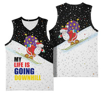 Santa Claus Ski My Life Is Going Downhill Christmas Basketball Jersey Xmas Holiday Patterns - Wonder Print Shop