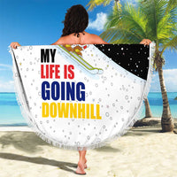 Santa Claus Ski My Life Is Going Downhill Christmas Beach Blanket Xmas Holiday Patterns - Wonder Print Shop