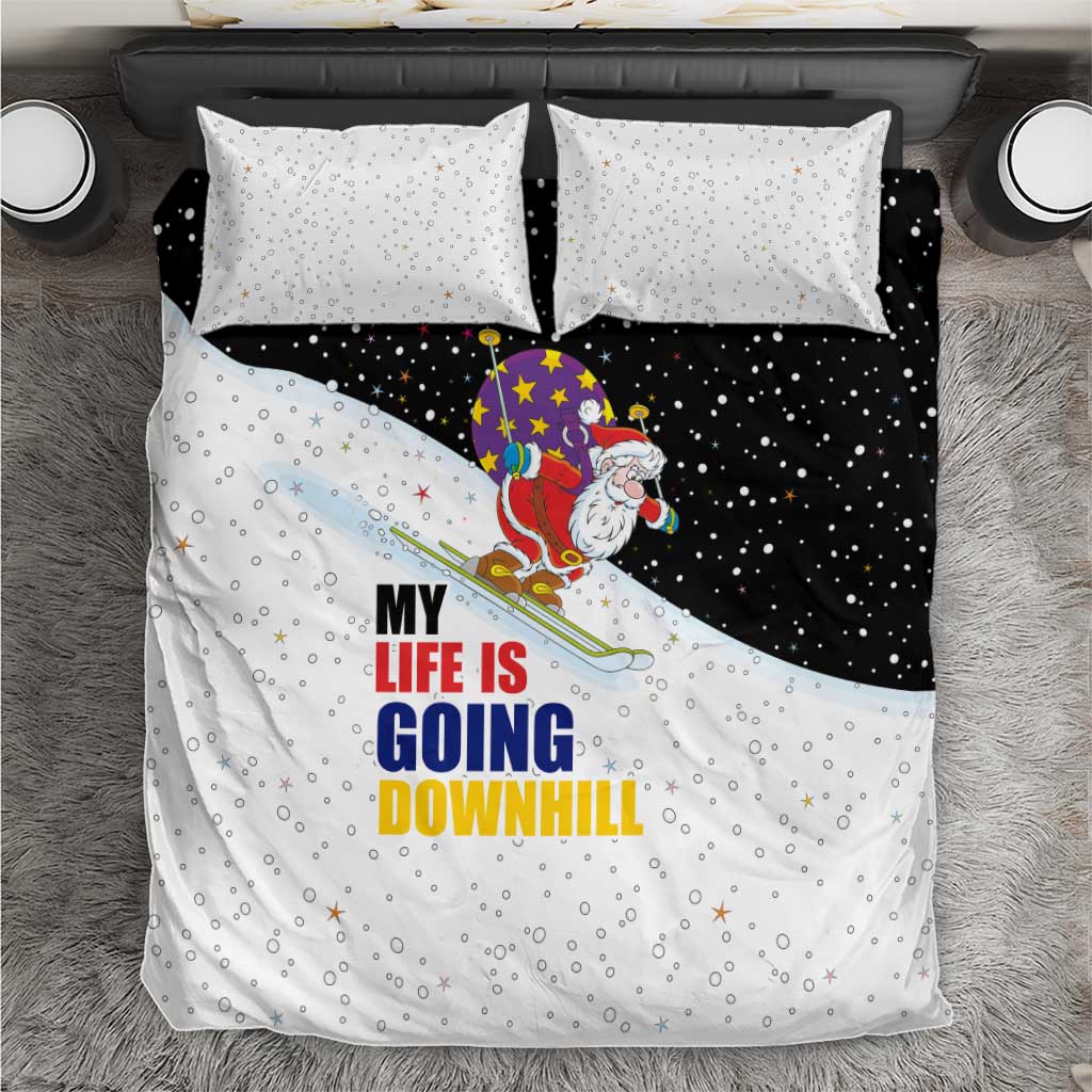 Santa Claus Ski My Life Is Going Downhill Christmas Bedding Set Xmas Holiday Patterns - Wonder Print Shop