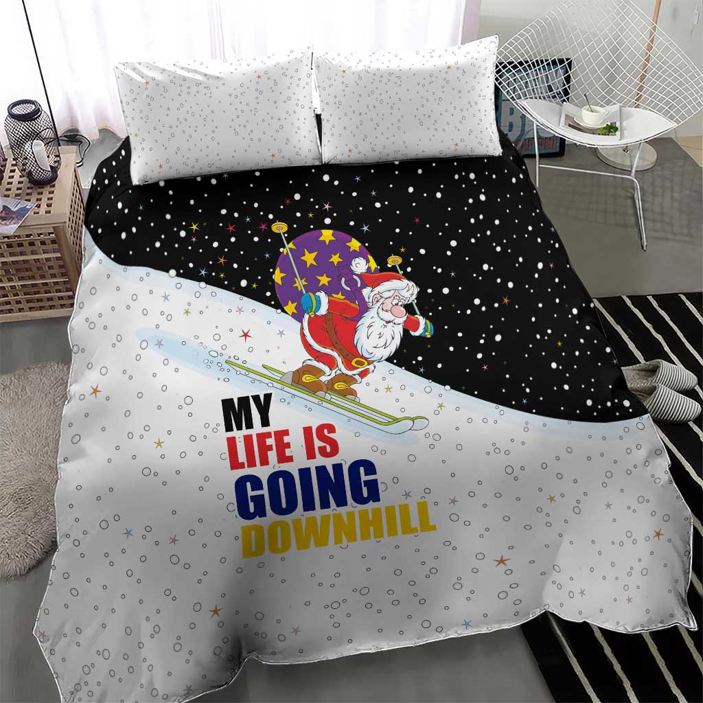 Santa Claus Ski My Life Is Going Downhill Christmas Bedding Set Xmas Holiday Patterns - Wonder Print Shop