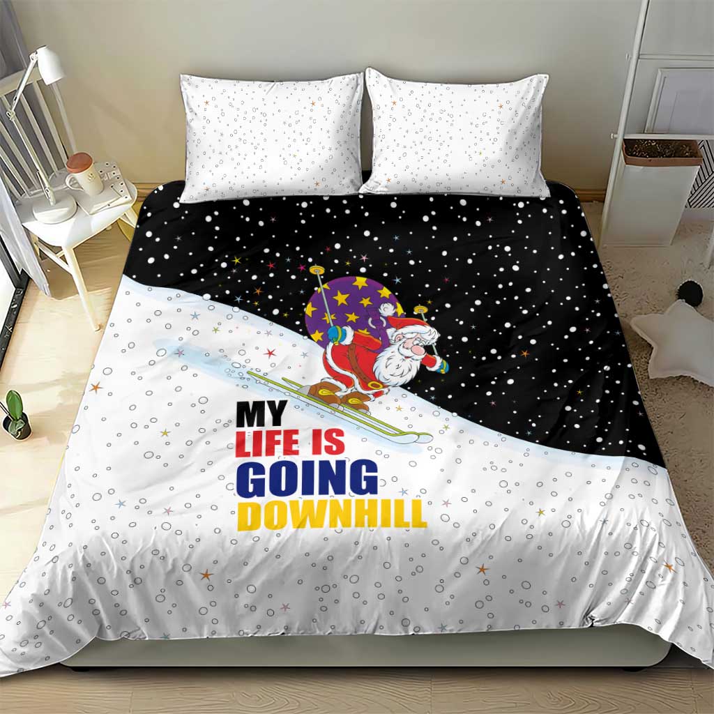 Santa Claus Ski My Life Is Going Downhill Christmas Bedding Set Xmas Holiday Patterns - Wonder Print Shop