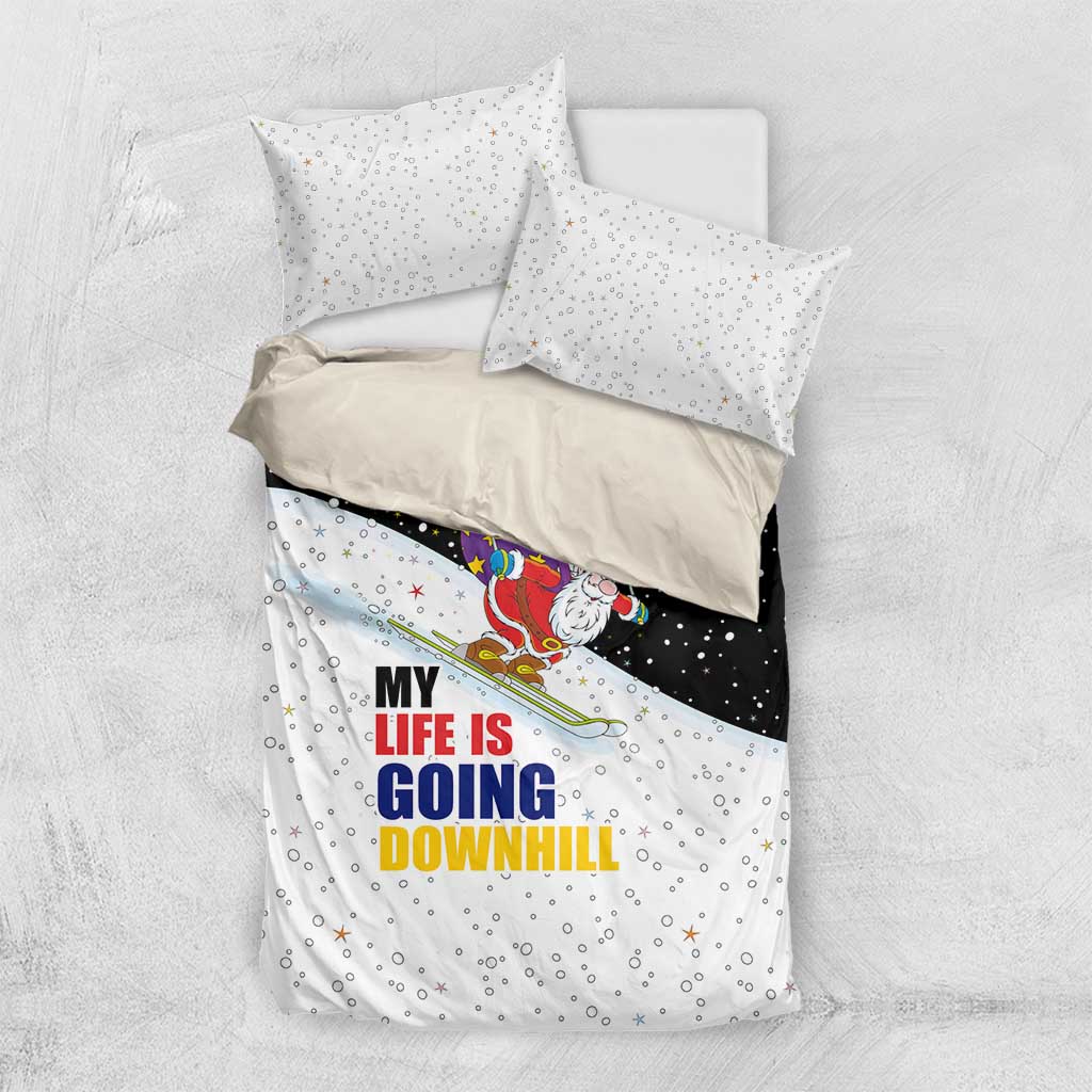 Santa Claus Ski My Life Is Going Downhill Christmas Bedding Set Xmas Holiday Patterns - Wonder Print Shop