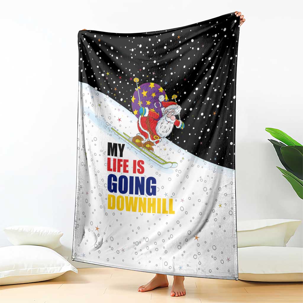 Santa Claus Ski My Life Is Going Downhill Christmas Blanket Xmas Holiday Patterns - Wonder Print Shop