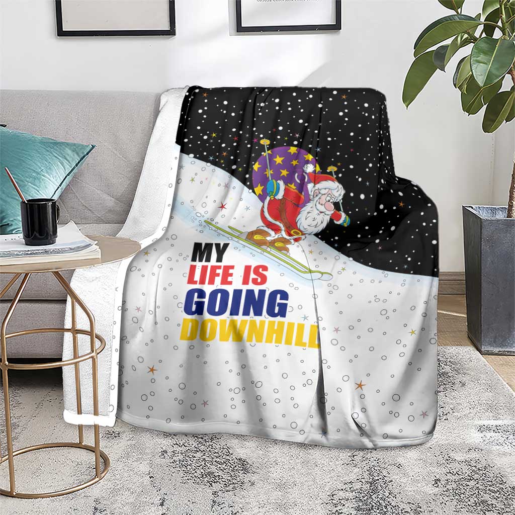 Santa Claus Ski My Life Is Going Downhill Christmas Blanket Xmas Holiday Patterns - Wonder Print Shop