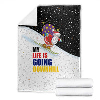 Santa Claus Ski My Life Is Going Downhill Christmas Blanket Xmas Holiday Patterns - Wonder Print Shop