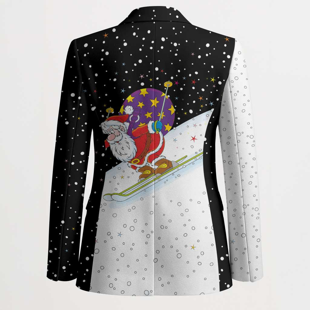 Santa Claus Ski My Life Is Going Downhill Christmas Blazer Xmas Holiday Patterns - Wonder Print Shop
