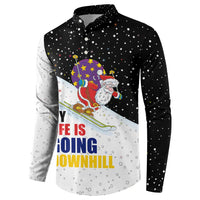 Santa Claus Ski My Life Is Going Downhill Christmas Button Sweatshirt Xmas Holiday Patterns - Wonder Print Shop