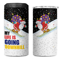 Santa Claus Ski My Life Is Going Downhill Christmas 4 in 1 Can Cooler Tumbler Xmas Holiday Patterns - Wonder Print Shop