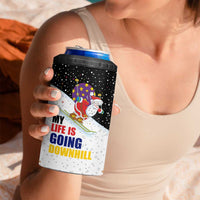 Santa Claus Ski My Life Is Going Downhill Christmas 4 in 1 Can Cooler Tumbler Xmas Holiday Patterns - Wonder Print Shop