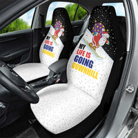 Santa Claus Ski My Life Is Going Downhill Christmas Car Seat Cover Xmas Holiday Patterns - Wonder Print Shop