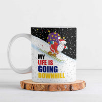 Santa Claus Ski My Life Is Going Downhill Christmas Ceramic Mug Xmas Holiday Patterns - Wonder Print Shop