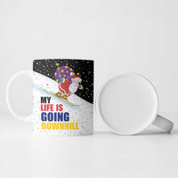 Santa Claus Ski My Life Is Going Downhill Christmas Ceramic Mug Xmas Holiday Patterns - Wonder Print Shop