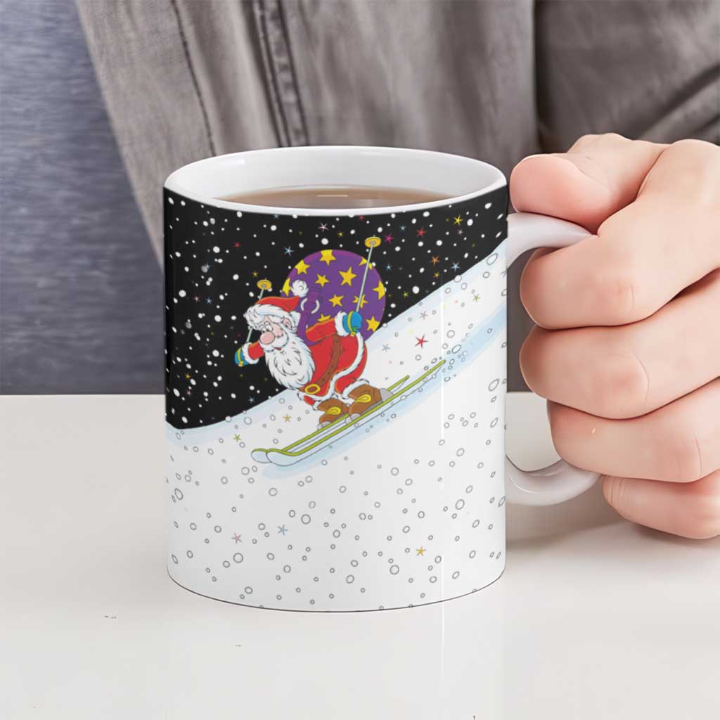 Santa Claus Ski My Life Is Going Downhill Christmas Ceramic Mug Xmas Holiday Patterns - Wonder Print Shop