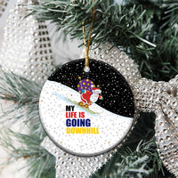 Santa Claus Ski My Life Is Going Downhill Christmas Ceramic Ornament Xmas Holiday Patterns - Wonder Print Shop