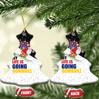 Santa Claus Ski My Life Is Going Downhill Christmas Ceramic Ornament Xmas Holiday Patterns - Wonder Print Shop